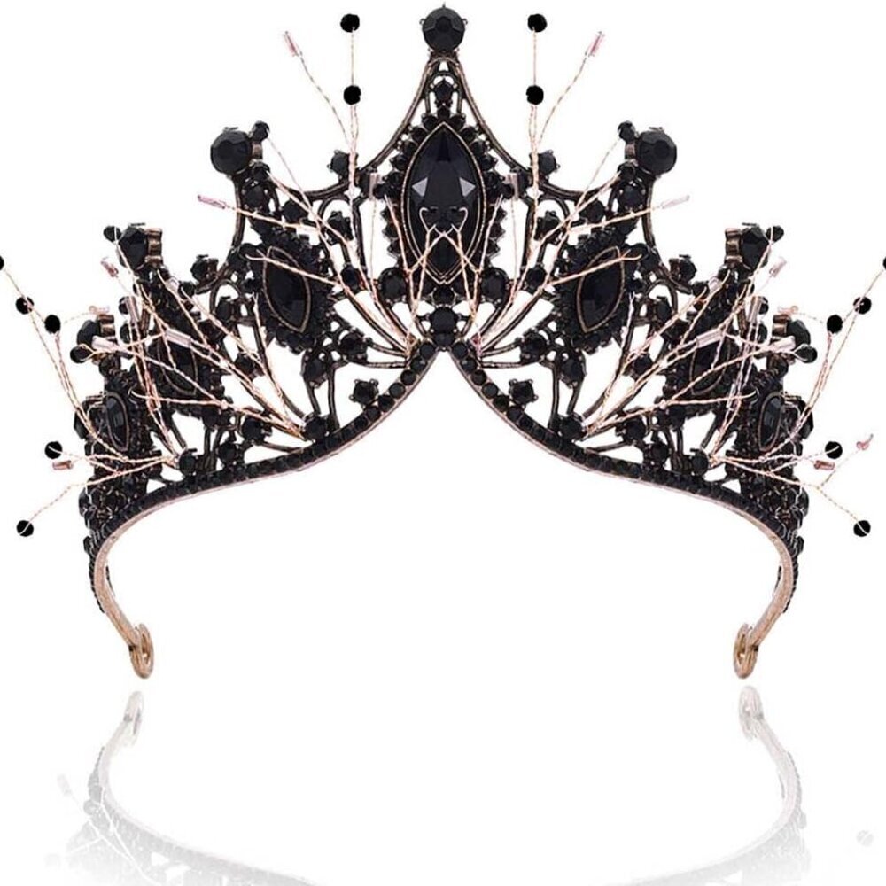 Baroque Black Crown Rhinestone Queen Crowns Wedding Bridal Tiaras Prom Hair Acce